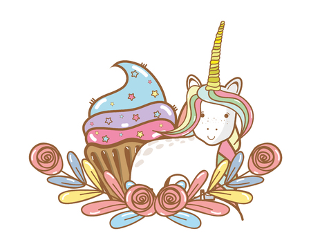 Happy birthday unicorn celebration cute cartoons vector illustration graphic designのイラスト素材