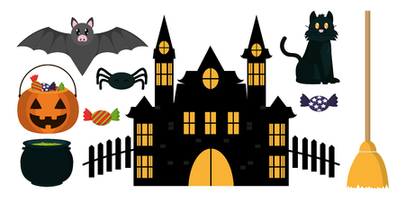 Set of halloween elements collection vector illustration graphic designのイラスト素材