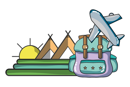 Vacation and travel elements cartoons vector illustration graphic designのイラスト素材
