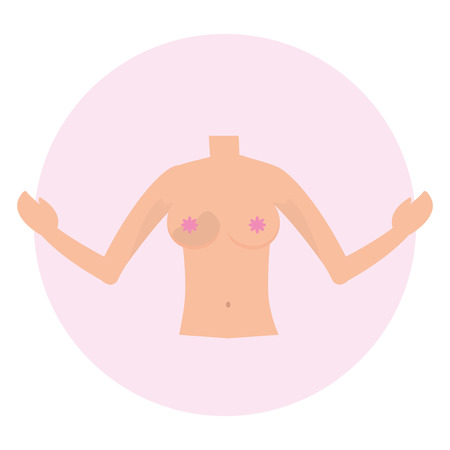 Breast cancer tit color change sign round frame vector illustration graphic designのイラスト素材