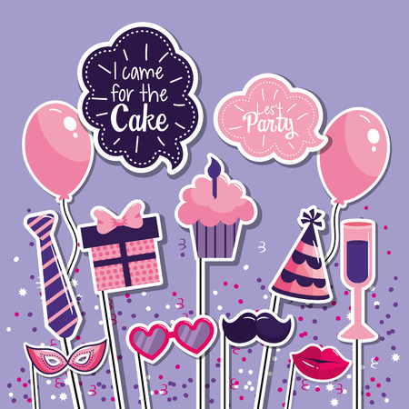 gifts with muffin decoration to happy birthday vector illustrationのイラスト素材