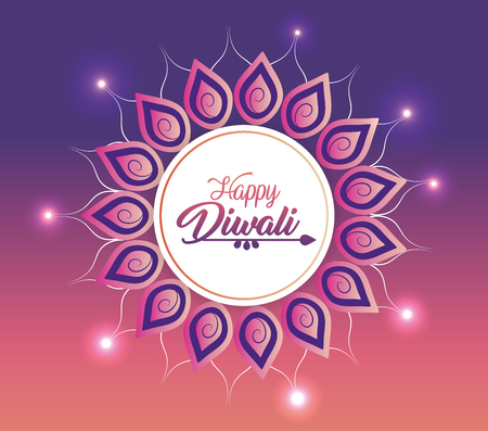 diwalic sticker decoration with mandala and lightsのイラスト素材
