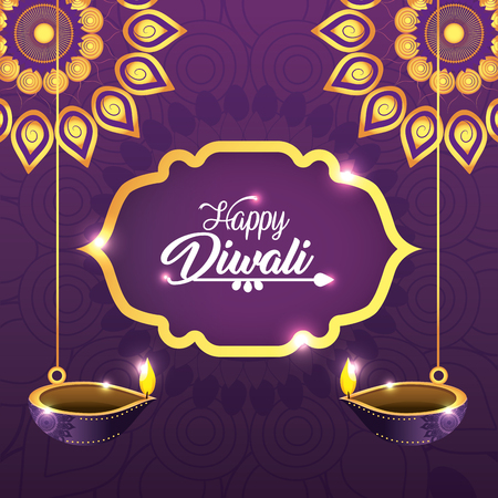 diwali mandalas with vassels lits decorationのイラスト素材