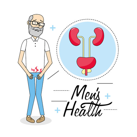 old man with illness of the urinary system vector illustrationのイラスト素材