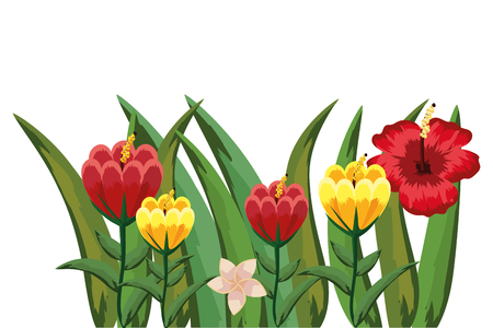 Flowers and leavesのイラスト素材