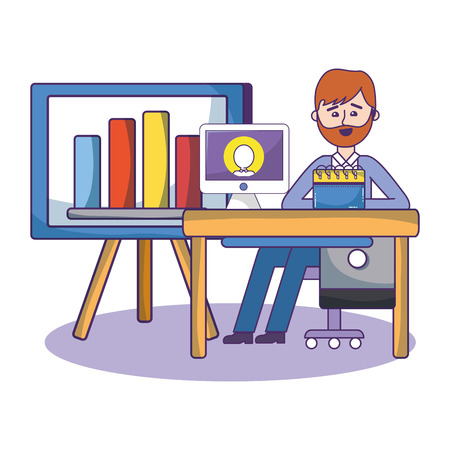 Entrepreneur with business and office elementsのイラスト素材