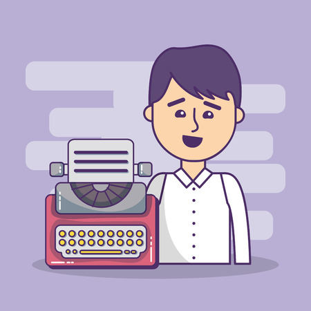 business employee with office supplies and elements vector illustration graphic designのイラスト素材