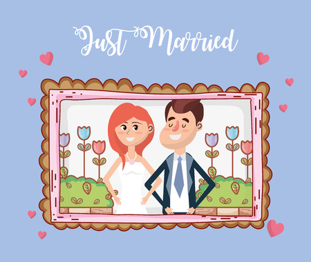 just married wedding couple card design vector illustration graphic designのイラスト素材