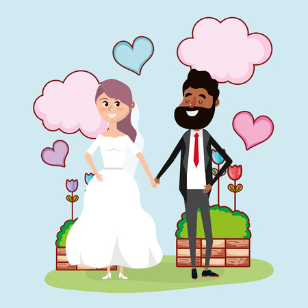 just married wedding couple card design vector illustration graphic designのイラスト素材