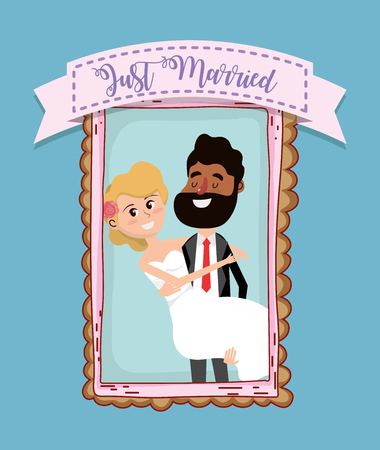 just married wedding couple card design vector illustration graphic designのイラスト素材