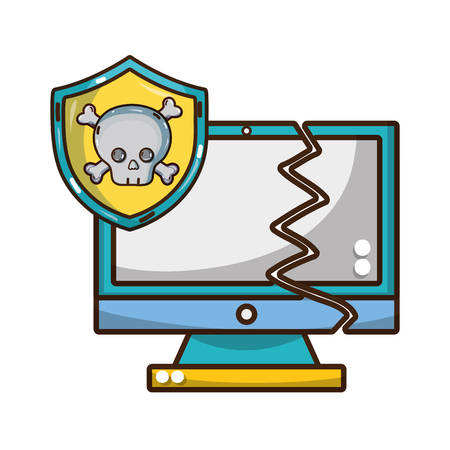 Cybersecurity symbols and technology elements conceptのイラスト素材