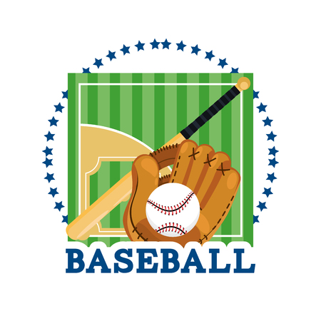 baseball field game with professional equipment vector illustrationのイラスト素材