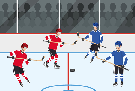 hockey players team competition with equipment vector illustrationのイラスト素材