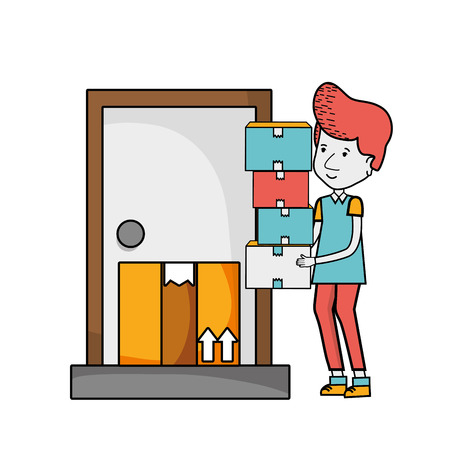 Courier and delivery service symbols cartoons      vector illustration graphic designのイラスト素材