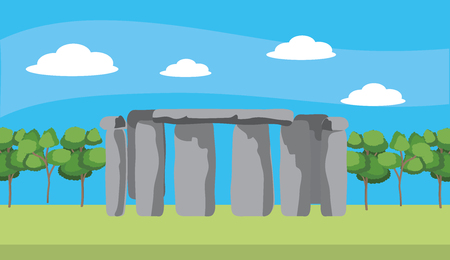 Hedgestone monument on landscape cartoon vector illustration graphic designのイラスト素材