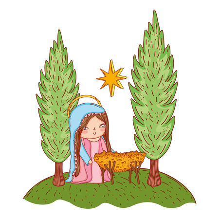 nativity christmas cartoonのイラスト素材