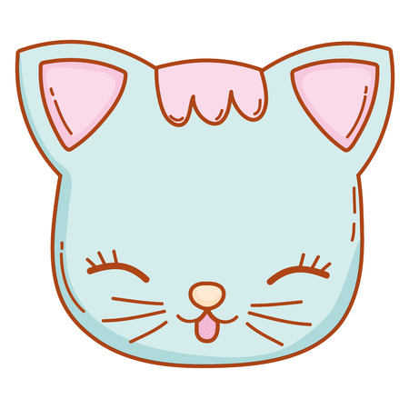 cute pink and blue kitty cat cartoon vector illustration graphic designのイラスト素材