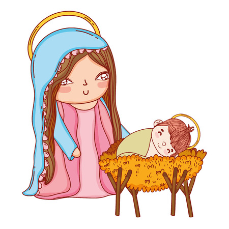 Christmas nativity scene cartoonのイラスト素材