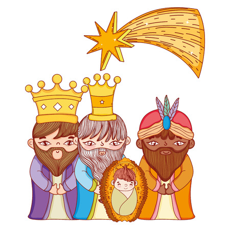 Christmas nativity scene cartoonのイラスト素材
