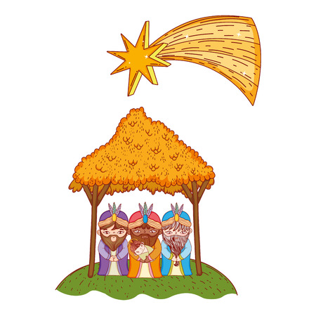 Christmas nativity scene cartoonのイラスト素材