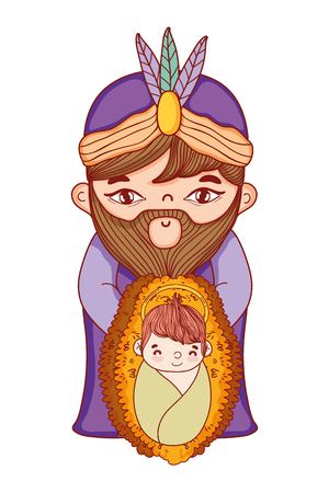 Christmas nativity scene cartoonのイラスト素材