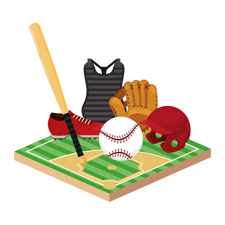 baseball equipment cartoonのイラスト素材