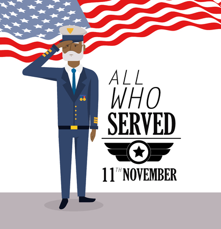 veterans military day celebration with flag vector illustrationのイラスト素材