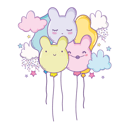Cute balloons with ears shapedのイラスト素材