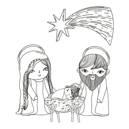 christmas nativity scene cartoonのイラスト素材