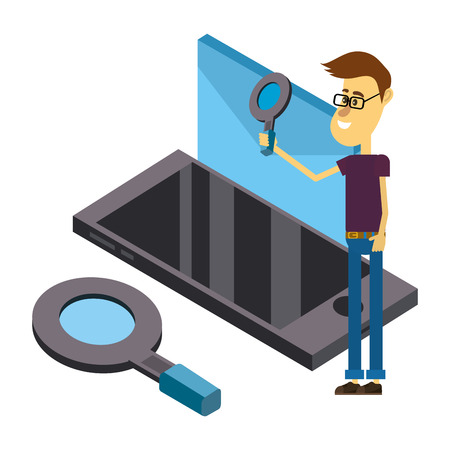 Man and email cartoonsのイラスト素材