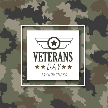 veterans day with emblem over military cloth backgroundのイラスト素材