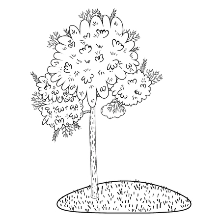 tree cute nature cartoon vector illustration graphic designのイラスト素材