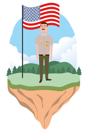 Man with military uniform, Concept of Army forces profession patriotic and american Vector illustrationのイラスト素材