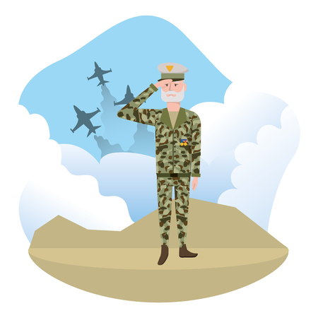 Man with military uniform, Concept of Army forces profession patriotic and american Vector illustrationのイラスト素材