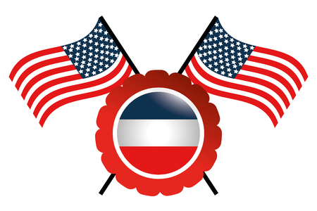 Flag and seal stamp design, United states america usa independence day and country theme Vector illustrationのイラスト素材