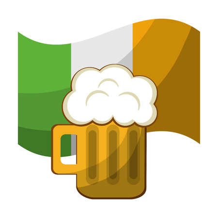 Beer and flag design, St patricks day ireland celebration fortune and irish theme Vector illustrationのイラスト素材