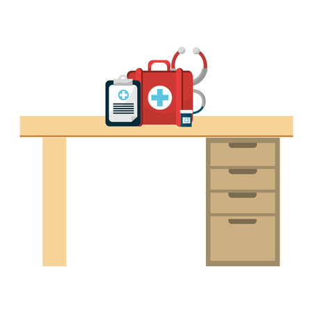 Doctor desk, Concept of medical health care hospital emergency and clinic Vector illustrationのイラスト素材