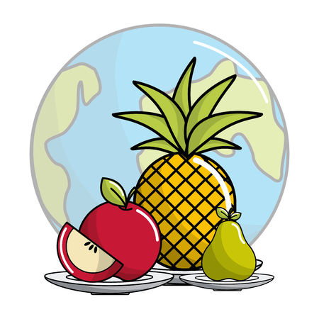 Isolated fruits, Concept of organic healthy fresh natural food market Vector illustrationのイラスト素材
