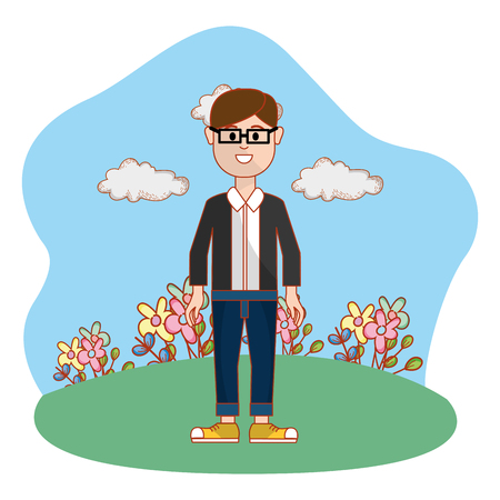 Cartoon man design, Boy male avatar person and human theme Vector illustrationのイラスト素材