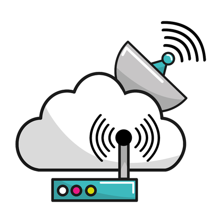 Antenna design, Web hosting data center base and security system theme Vector illustrationのイラスト素材
