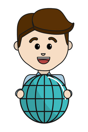 Boy cartoon design, Web hosting data center base and security system theme Vector illustrationのイラスト素材