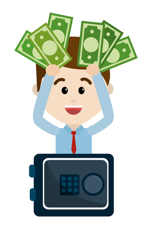 Boy cartoon design, Money financial commerce market market payment and buy theme Vector illustrationのイラスト素材