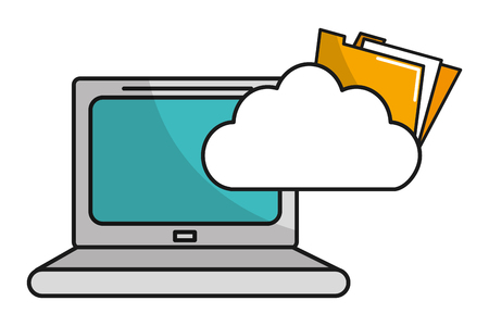 Laptop design, Web hosting data center base and security system theme Vector illustrationのイラスト素材
