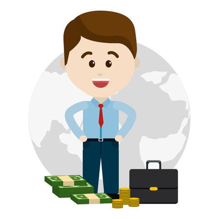 Boy cartoon design, Money financial commerce market market payment and buy theme Vector illustrationのイラスト素材