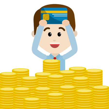 Boy cartoon design, Money financial commerce market market payment and buy theme Vector illustrationのイラスト素材