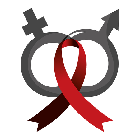 Hiv ribbon design, Concept of prevent support sexual aid disease and sickness Vector illustrationのイラスト素材