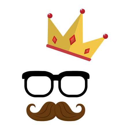 Glasses and mustache design, Fathers day celebration card love family and party theme Vector illustrationのイラスト素材