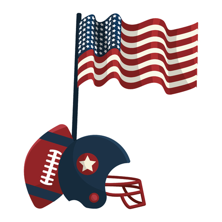 Helmet and ball, American football sport hobby competition and game theme Vector illustrationのイラスト素材