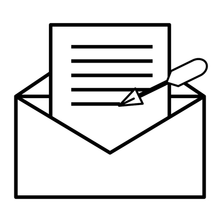 technology email with pencil cartoon vector illustration graphic designのイラスト素材