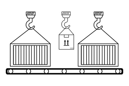 ecommerce online shopping and delivery paper box with merchandise containers cartoon vector illustration graphic designのイラスト素材
